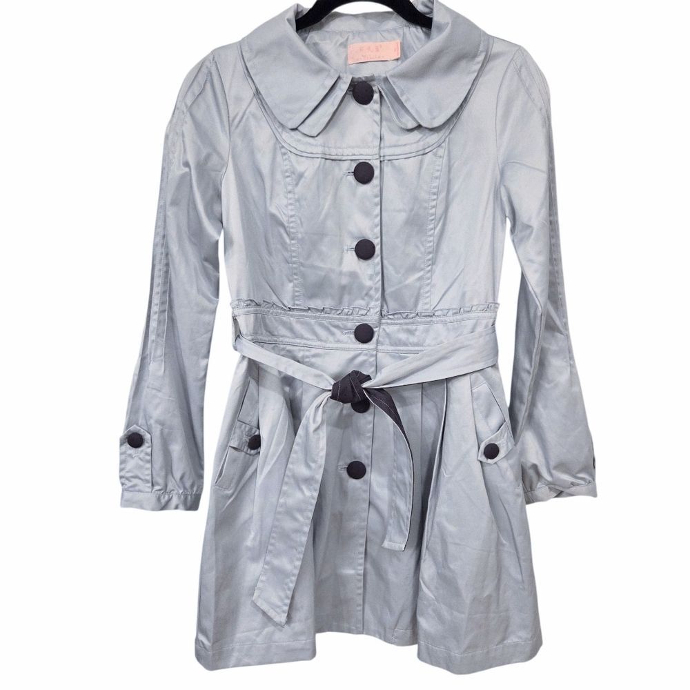 Girls Baby Blue Swing Coat With Bow Detailing Trench Coat by a. YILian Belted M